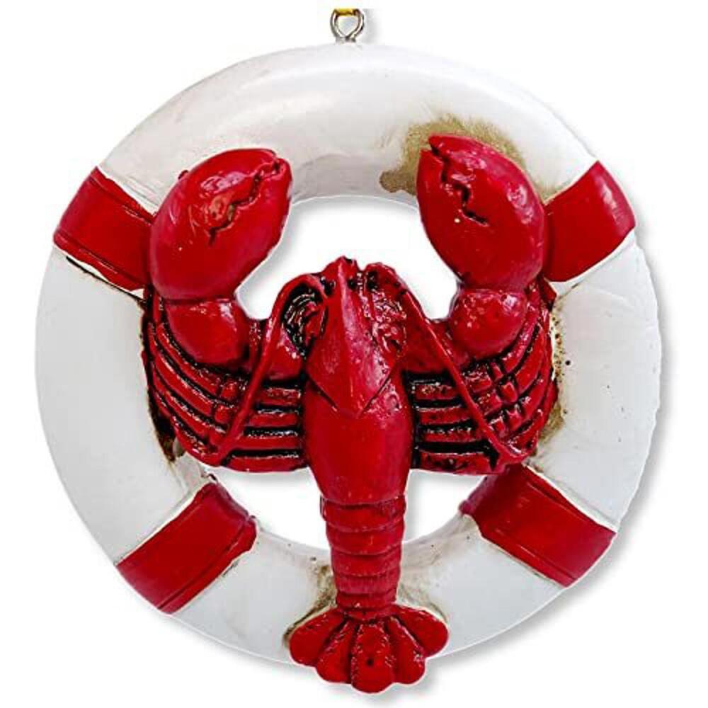 Lobster Life Ring Christmas Tree Ornament - Beach Coastal Nautical Decoration